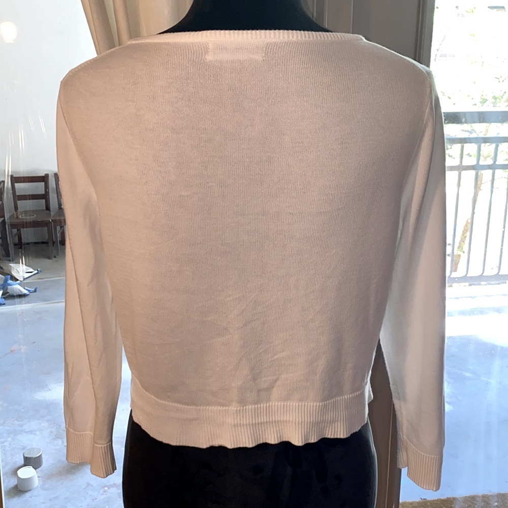 Calvin Klein small ivory cardigan sweater business casual dainty ladies top - Picture 4 of 8